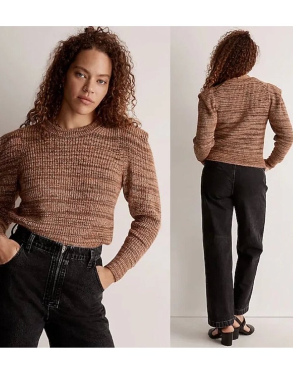 Madewell Bowden Henley Sweater in Coziest Yarn Heather Sky Size XS